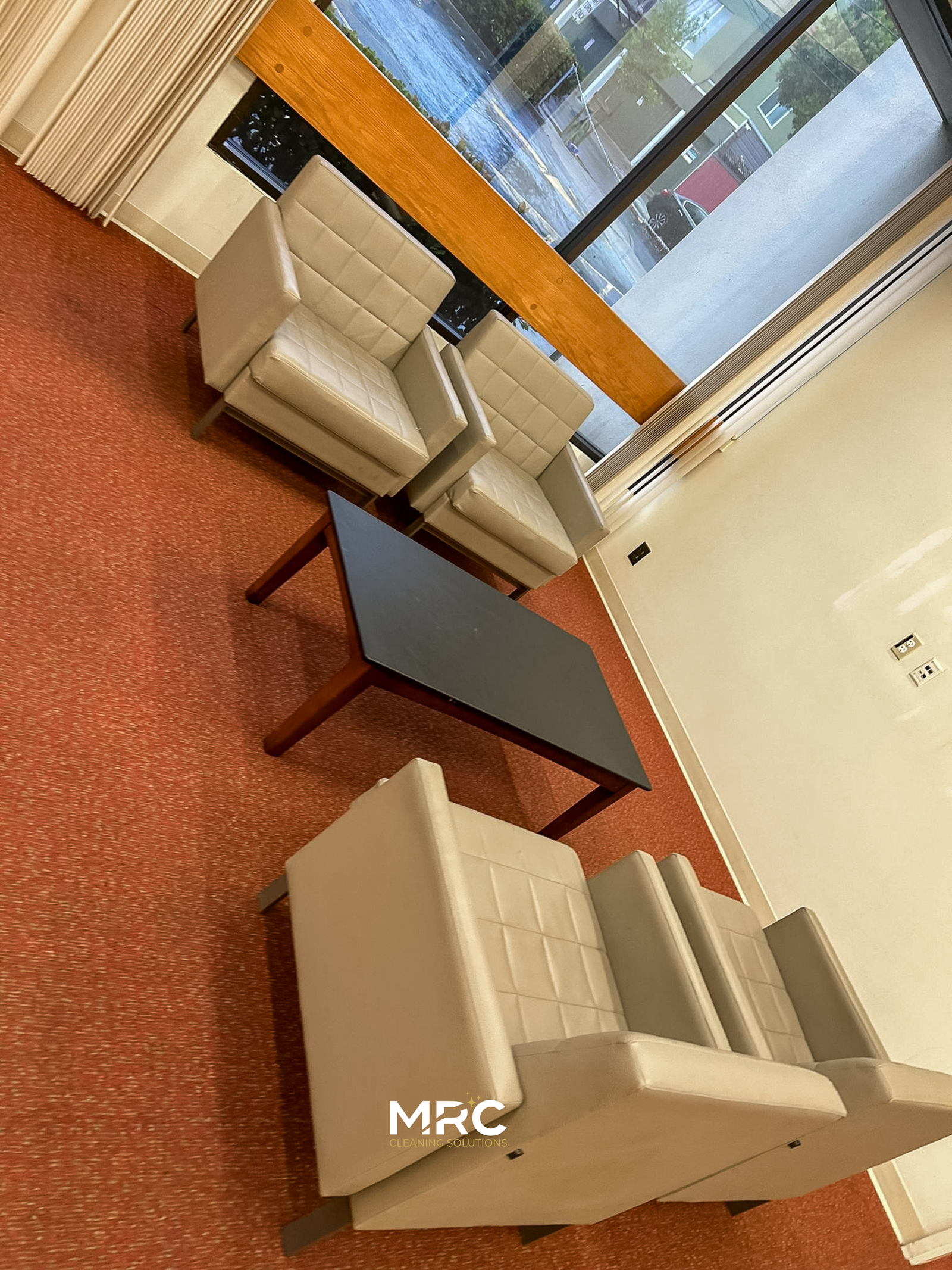 Clean commercial waiting and reception area